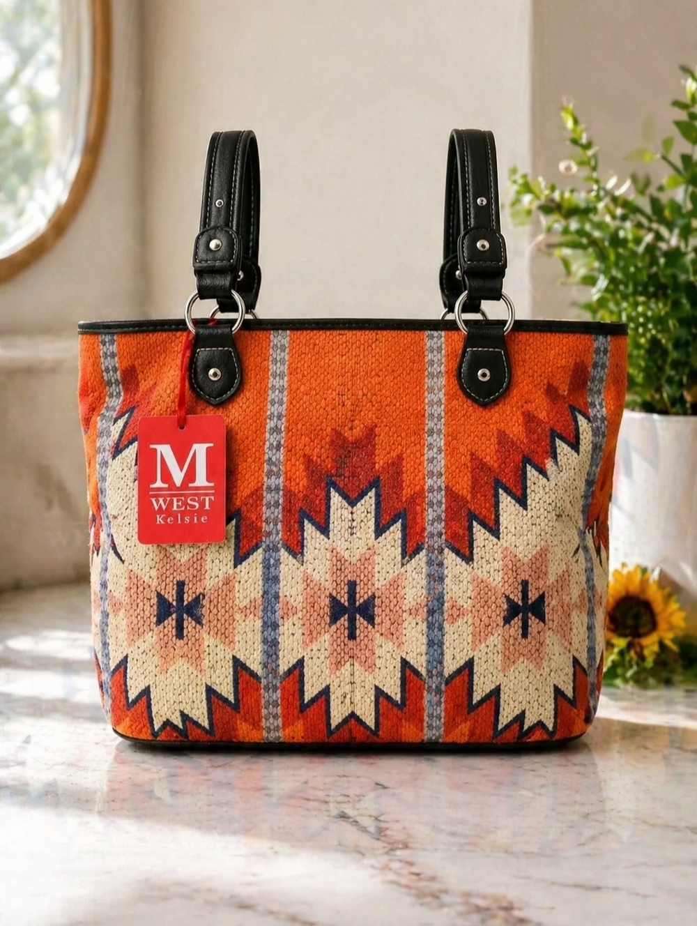 Montana West Aztec Heavy Canvas Tote Bag New!